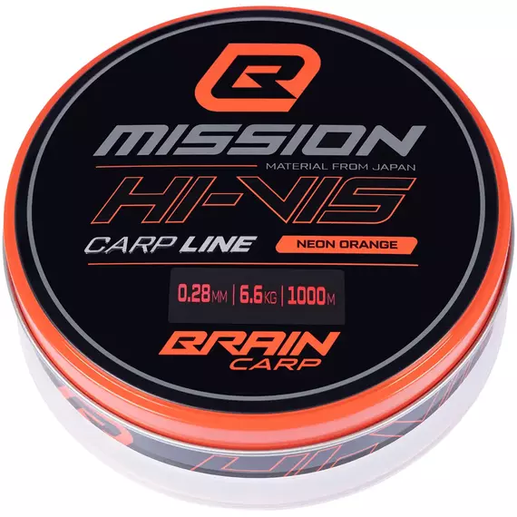 Волосінь Brain Mission Carp Line (Neon Orange) 1000m 0.28mm 6.6kg, фото , изображение 2